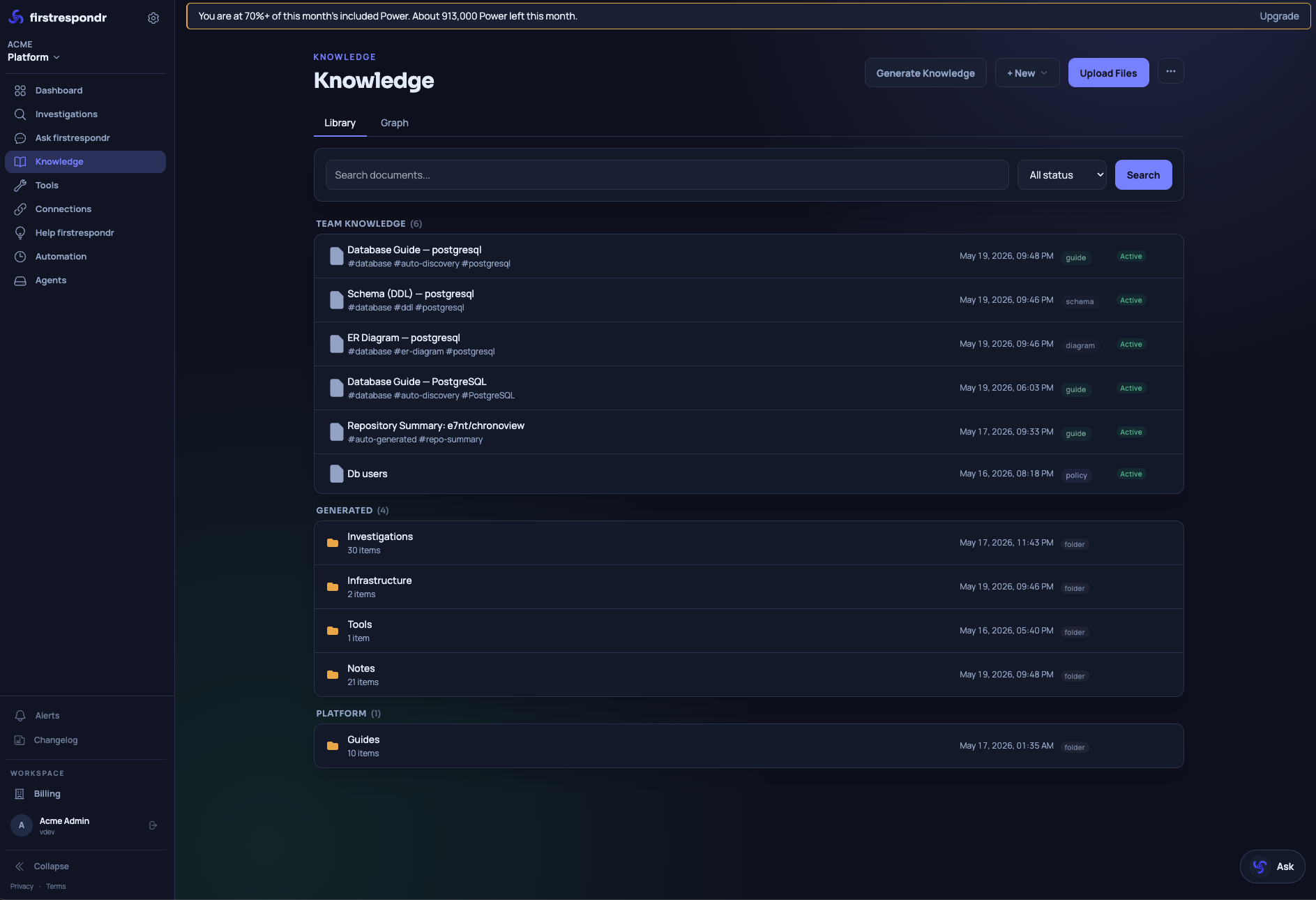 firstrespondr knowledge library with generated database and repository documents